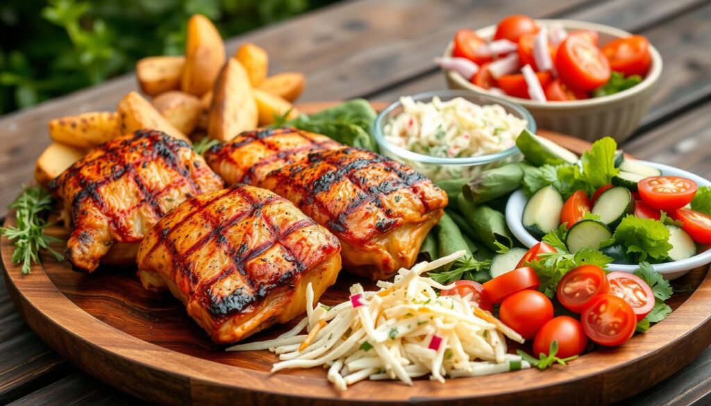 Grilled Chicken Thighs with Side Dishes