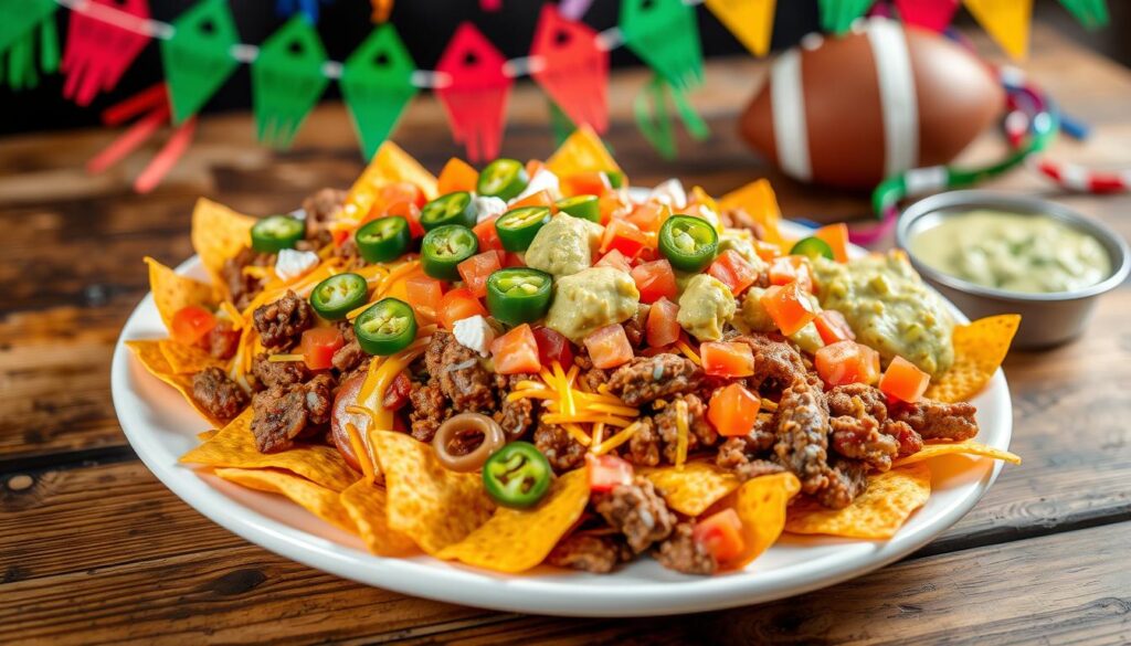 Nachos with taco meat